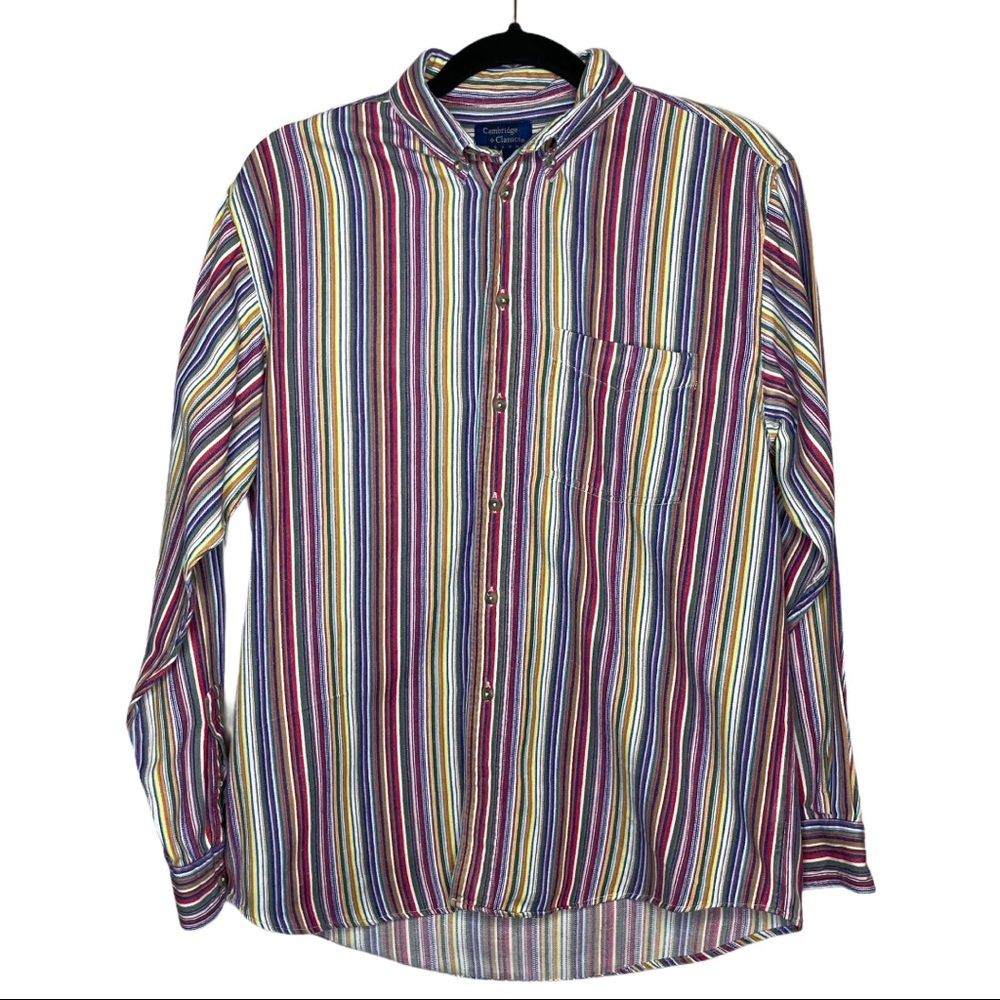 Vintage Cambridge Classic Striped Button Down Top Size Medium